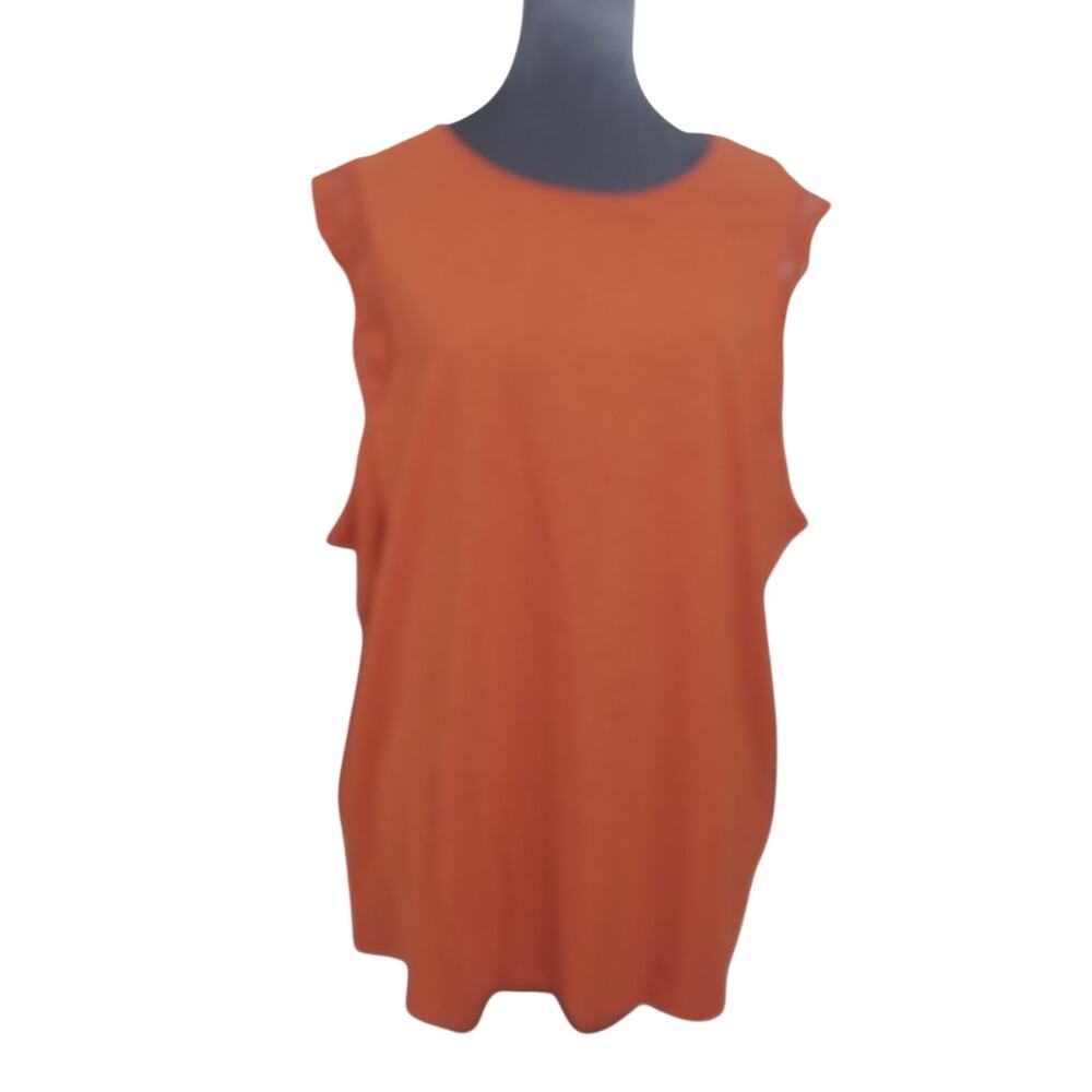 Lauren Ralph Lauren Top 2X Rust Red Lace Cap Sleeve Cotton Modal - Picture 5 of 15